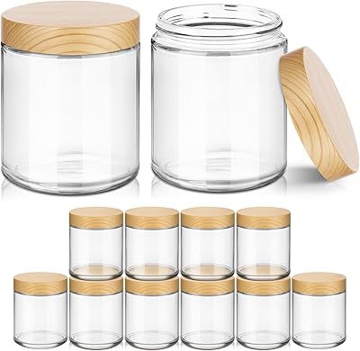 Tecohouse 8 oz Glass Jars with Lids, 12 Pack