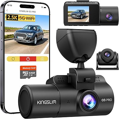Kingslim O3PRO 3 Channel 5G WiFi Dash Cam with 64GB Card