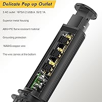 Kungfuking Pop Up Electrical Outlet with 3 AC Outlets & 2 USB Ports — image 4