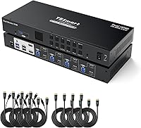 TESmart HKS402-P23 USB 3.0 HDMI KVM Switch 2 Monitors 4 Computers 4K@60Hz — image 1