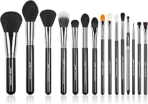 Jessup 15-Piece Makeup Brush Set (Black/Silver)