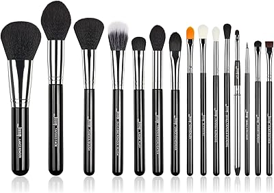 Jessup 15-Piece Makeup Brush Set (Black/Silver)