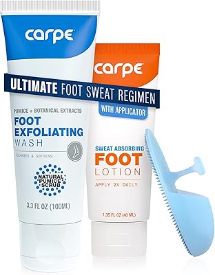 Carpe Sweat Absorbing Foot Lotion & Foot Exfoliating Scrub Regimen