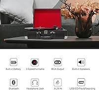 dl Portable Suitcase Record Player 3-Speed Bluetooth Turntable — image 2