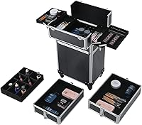Karl home 4-in-1 Makeup Train Case Rolling Cosmetic Trolley, Black — image 9