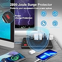 IECOPOWER 15ft Surge Protector Power Strip with 15 Outlets & 4 USB Ports — image 5