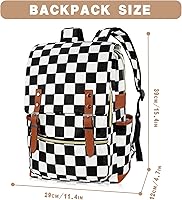 MCWTH Checkered School Backpack for Girls Women 15.6-inch Laptop Backpack — image 2
