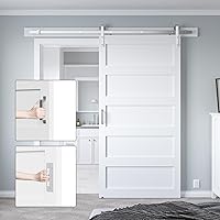 COSHOMER 40in x 84in White Sliding Barn Door with Brushed Nickel Hardware Kit — image 6