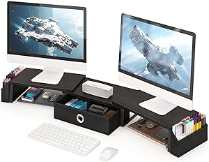 RUILALIFE Dual Monitor Stand Riser with Drawer Review