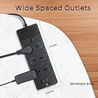 Jumpso UK to US Plug Adapter Power Strip with 6 Outlets and 4 USB Ports — image 6