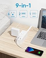 Olcorife 25ft Flat Extension Cord with 6 Outlets and 3 USB Ports — image 2