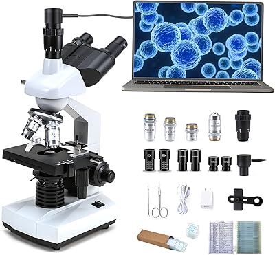 Crspexil 40X-5000X Compound Trinocular Microscope with 5MP Camera