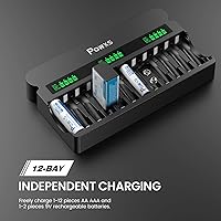 POWXS Rechargeable AA AAA 9V Battery Charger — image 4