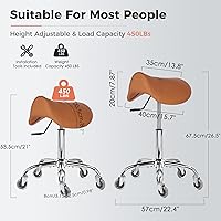 BEWISHOME Rolling Saddle Stool — image 3