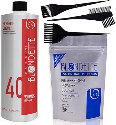 Blondette Salon Professional Dust-Free Blue Hair Powder Bleach 460g + Peroxide Creme 1L