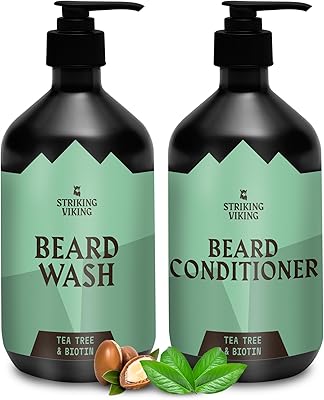 Striking Viking Beard Wash and Conditioner Set - Tea Tree & Biotin (10oz)