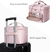 Travel Makeup Bag with 2 Pouches, Adjustable Dividers, Pink — image 4