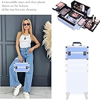 ChuangJin 5-in-1 Professional Makeup Train Case, Blue — image 7