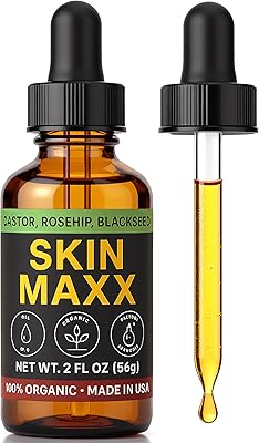 Skin Maxx Organic Castor Oil, Rosehip Oil & Black Seed Oil Face Serum 2 Fl Oz