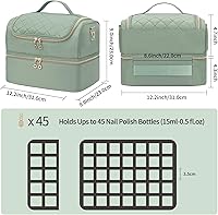 Nail Polish Organizer Case - Green Rhombus, 45 Bottle Capacity — image 4