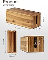 Tidita Acacia Wood Cable Management Box 16″ L — image 2