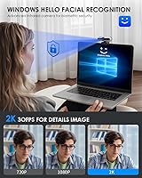 MOERTEK 2K HD Webcam with Windows Hello Facial Recognition — image 3