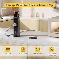 Kungfuking Pop Up Electrical Outlet with 3 AC Outlets & 2 USB Ports — image 2