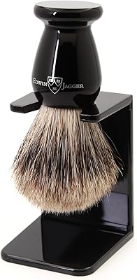 Edwin Jagger Best Badger Hair Shaving Brush with Stand - Imitation Ebony