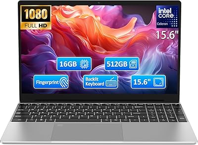 Molegar 2025 15.6″ Laptop, 16GB RAM, 512GB SSD, Intel N5095