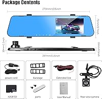 AMprime Mirror Dash Cam with 1080P Front and Rear Cameras — image 7