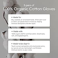 Clearbody Organics 100% Organic Cotton Gloves - 5 Pairs, Medium, White — image 3