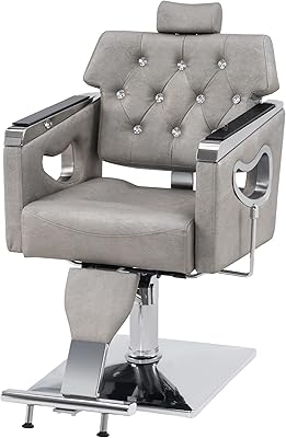 BarberPub Barber Chair Reclining Salon Chair 8132 (Silver Grey)
