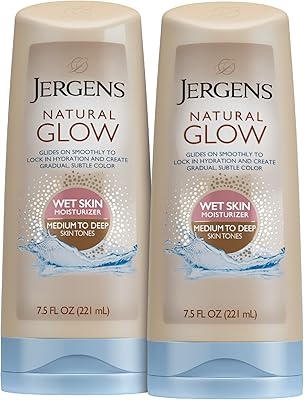 Jergens Natural Glow In Shower Lotion, Medium to Deep Skin Tone, 7.5oz (Pack of 2)
