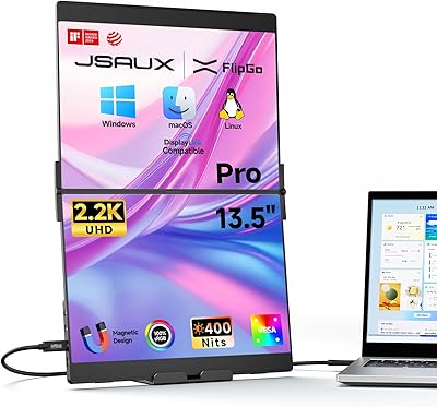 JSAUX FlipGo Pro 13.5″ Dual Portable Monitor