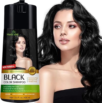 Herbishh Hair Color Shampoo for Gray Hair – Black (400ml)