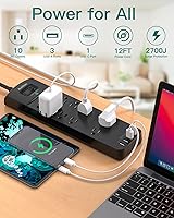 Addtam 12FT Long Power Strip Surge Protector — image 2