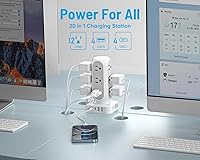 TenTrend Flat Plug Power Strip Tower 10FT with 12 AC Outlets and 8 USB Ports — image 2