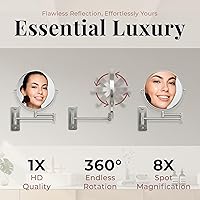 Zadro 7″ Wall Mounted Makeup Mirror with Magnification & Extending Arm, Black — image 2