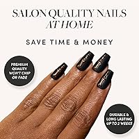 Glamnetic Rosy Remains Press On Nails - Charcoal Gray Skeleton Coffin Nails — image 2