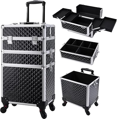 FRENESSA 3 in 1 Rolling Makeup Train Case