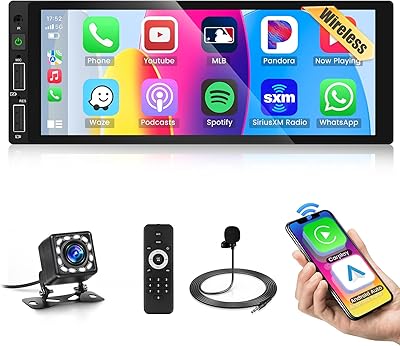 Hikity 6.9-inch Single Din Car Stereo with Wireless Apple CarPlay and Android Auto