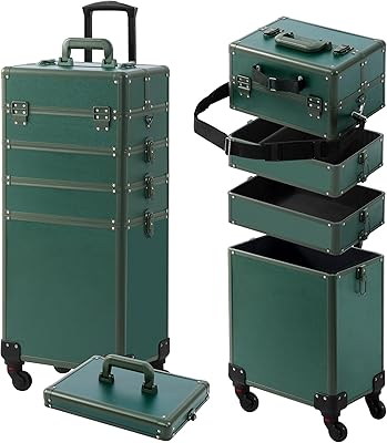 Somduy Rolling Makeup Train Case, Green