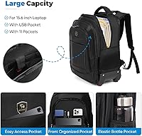 360° Rotating Water Resistant Rolling Backpack with Removable Wheels — image 3