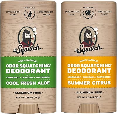 Dr. Squatch Natural Deodorant for Men - Summer Citrus & Cool Fresh Aloe (2.65 oz, 2-Pack)