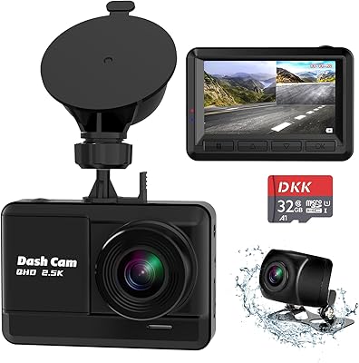DKK Dash Cam Front and Rear, 2.5K+1080P