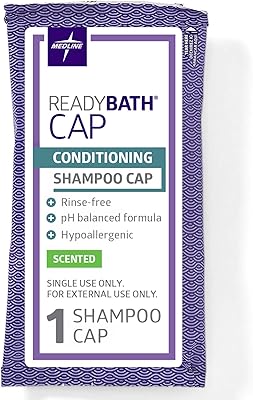 Medline ReadyBath Scented Rinse-Free Shampoo Cap with Conditioner, 30 Count