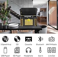 DLITIME All-in-One Vinyl Record Player 3-Speed Bluetooth Turntable — image 2