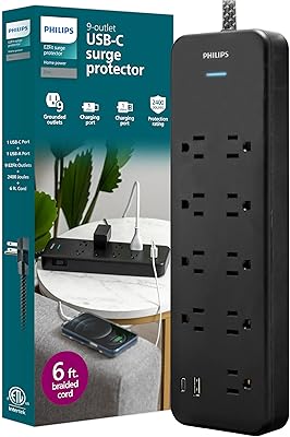 Philips 9-Outlet Surge Protector with USB Charging