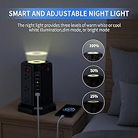 PASSUS Surge Protector Power Strip Tower with 5 USB Ports — image 3