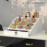 upcessory Wooden Cologne Organizer for Men – 4-Tier White with Velvet Drawer — image 7